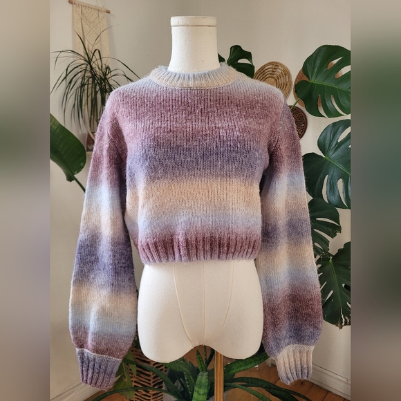 Garage Sweaters - Garage Pastel Ombre Women's Crop Sweater